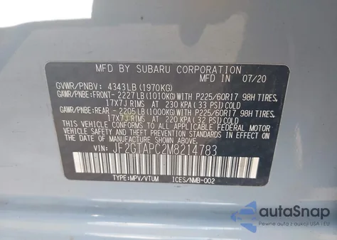 2021 Subaru Crosstrek Premium from USA, damaged, VIN JF2GTAPC2M8214783